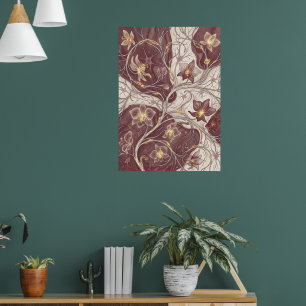 Impressão de Arte Botânica de Orquídea Borgonha em