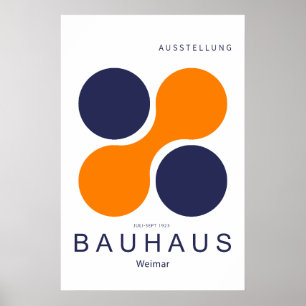 Impressão de Arte Círculo Azul Laranja Bauhaus Wei