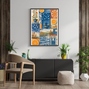 Impressão de Arte Colagem de Citrinos Mediterrâneo