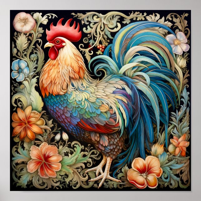 Impressão de Arte Colorida do Rooster (Frente)