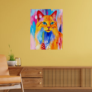 Impressão de Arte Colorida para Gatos - Design Vib