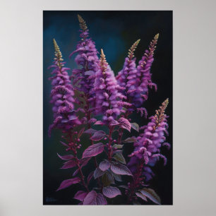 Impressão de Arte com Flor Roxo Astilbe