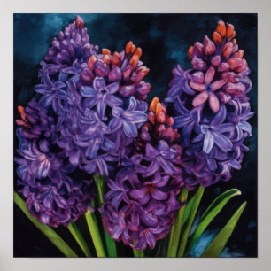 Impressão de Arte com Flor Roxo Hyacinth
