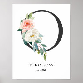 Impressão de arte com monograma, Letra O, Casament