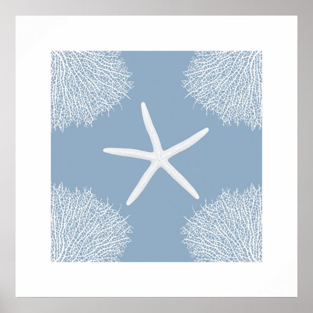 Impressão de arte com seastar e coral (Frente)