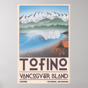 Impressão de Arte Costeira de Tofino, Surfista, Fl