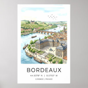 Impressão de Arte da Cidade de Bordeaux Cena do Ri