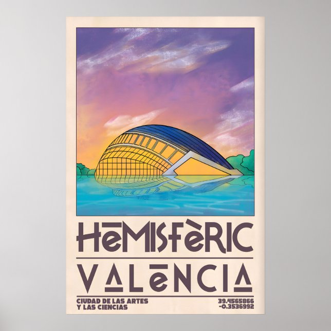 Impressão de Arte da Cidade de Valência, Avenida M (Frente)