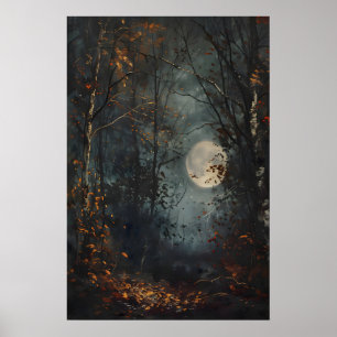 Impressão de Arte da Floresta Escura da Lua Cheia 