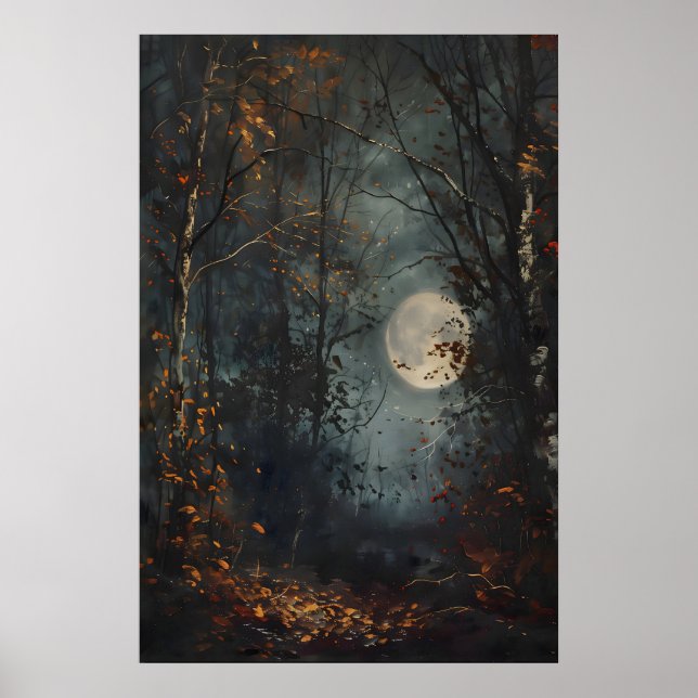 Impressão de Arte da Floresta Escura da Lua Cheia  (Frente)