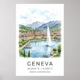Impressão de Arte da Orla do Lago de Genebra, Pais