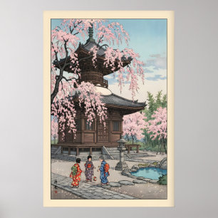 Impressão de Arte da Pagoda Sakura Jardim Japonês