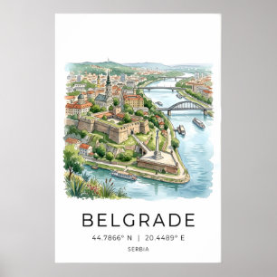 Impressão de Arte da Paisagem Urbana de Belgrado -