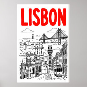 Impressão de Arte da Paisagem Urbana de Lisboa - M