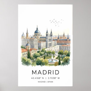 Impressão de Arte da Paisagem Urbana de Madrid Hor