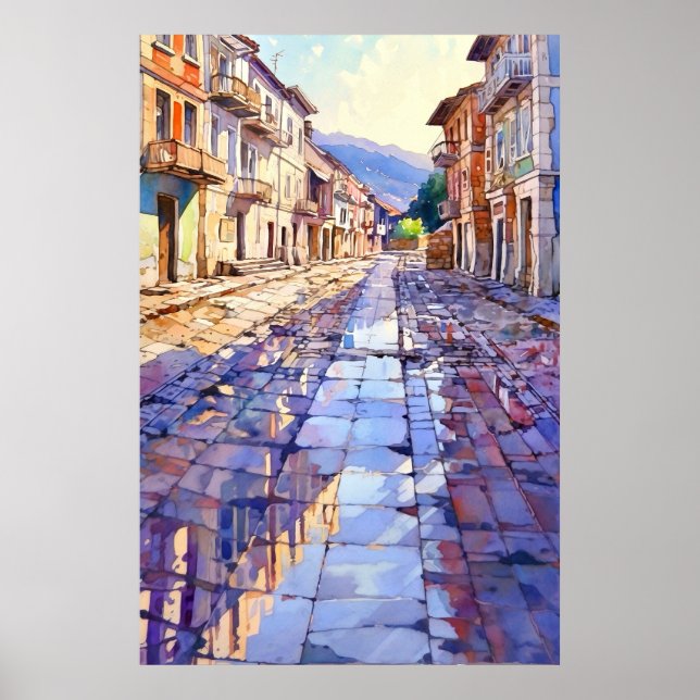 Impressão de Arte da Rua Antiga de Tirana (Frente)