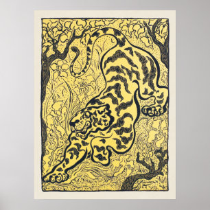 Impressão de Arte da Selva de Tigre Japonês