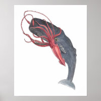 Impressão de Arte de Aquarela Lula e Baleia