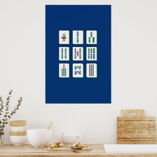 Impressão de Arte de Azulejos de Bambu de Mahjong