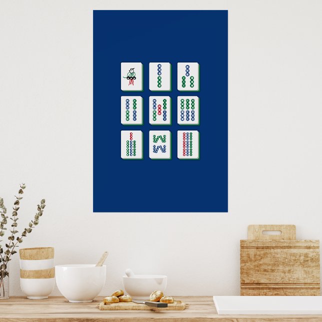 Impressão de Arte de Azulejos de Bambu de Mahjong (Cozinha)
