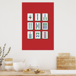 Impressão de Arte de Azulejos de Bambu Mahjong