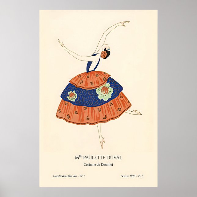 Impressão de Arte de Bailarina dos Anos 1920 Moda  (Frente)