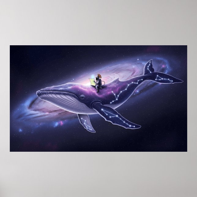 Impressão de Arte de Baleia Cósmica & Astronauta (Frente)