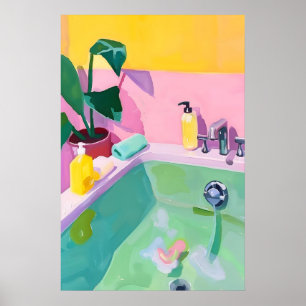 Impressão de Arte de Banheira Colorida Banheiro Ca