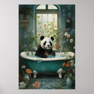 Impressão de Arte de Banho de Flor de Panda, Botân