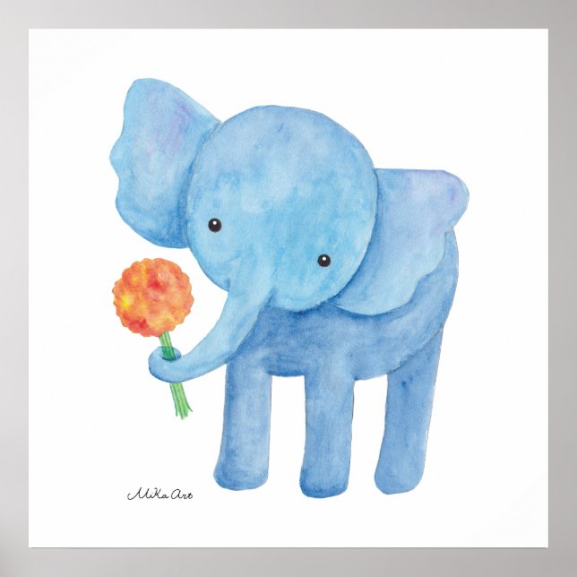 Impressão de Arte de Berçário de Elefante Poster d (Frente)
