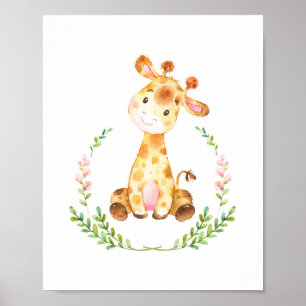 Impressão de Arte de Berçário de Girafa em Aquarel