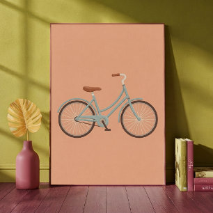 Impressão de Arte de Bicicleta Vintage Pastel Rosa