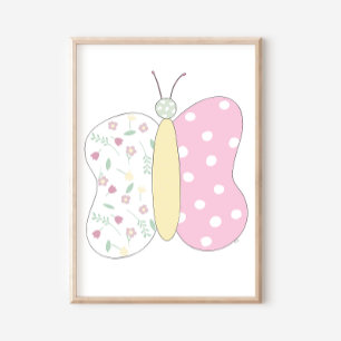 Impressão de Arte de Borboleta Acolchoada em Fundo