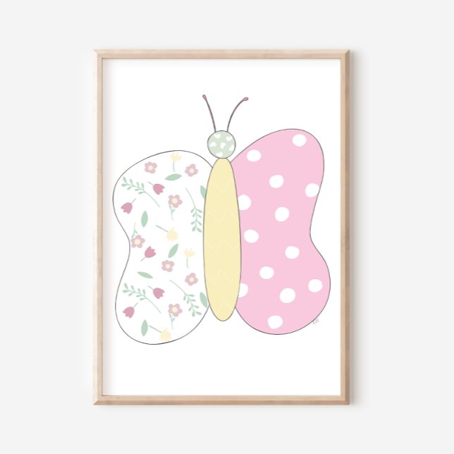 Impressão de Arte de Borboleta Acolchoada em Fundo (Criador carregado)