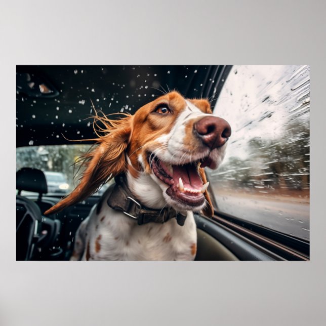 Impressão de Arte de Cachorro Animado em Carro Chu (Frente)