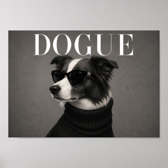 Impressão de Arte de Cachorro Chic Border Collie F (Frente)
