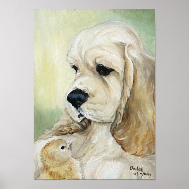 impressão de Arte de Cachorro "Cocker Spaniel & Pi (Frente)