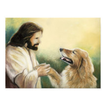 Impressão de Arte de Cachorro de Retriever Jesus e