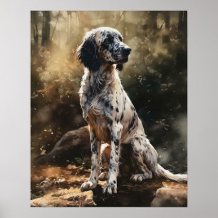 Impressão de Arte de Cachorro Setter Inglês Poster