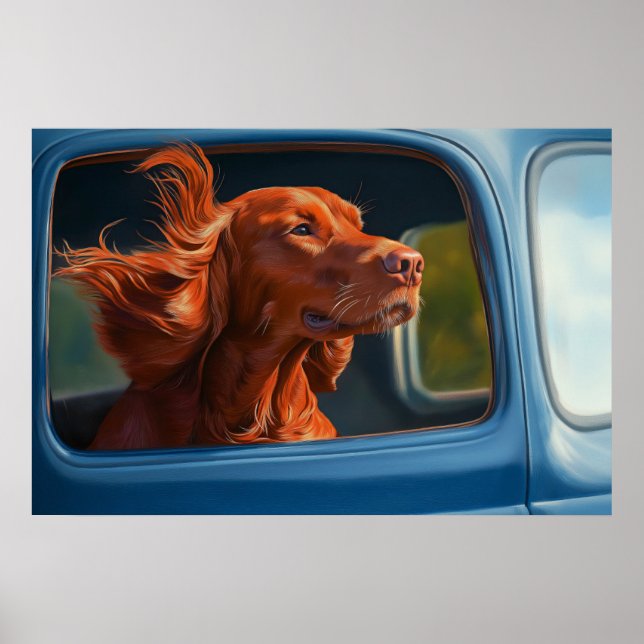 Impressão de Arte de Cachorro Vermelho Apreciando  (Frente)
