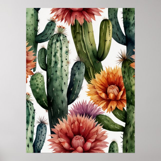 Impressão de Arte de Cactus Mexicano vibrante (Frente)