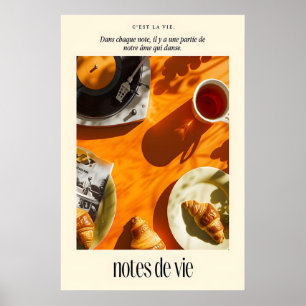 Impressão de Arte de Café Francês Música da Tarde,