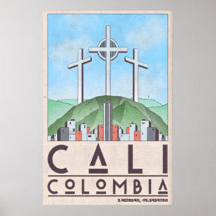 Impressão de Arte de Cali Colômbia Estilo de Viage