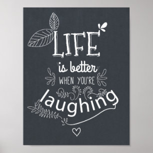 Impressão de Arte de Calkboard Life Laughing Cote