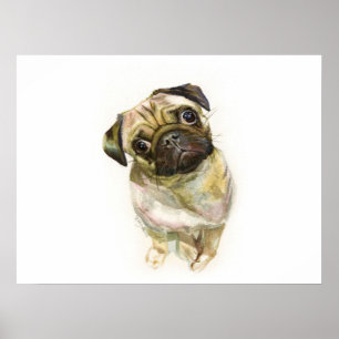 Impressão de Arte de Cara Pug Cachorro de Pug