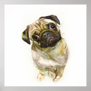 Impressão de Arte de Cara Pug Cachorro de Pug