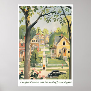 Impressão de Arte de Casa Suburbana Retrô Bairro V