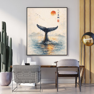 Impressão de Arte de Cauda de Baleia Poster em E