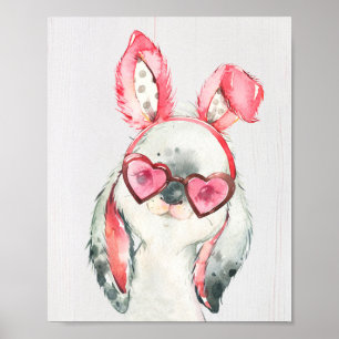 Impressão de arte de coelho fofo para berçário flo