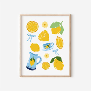 Impressão de Arte de Colagem de Limão Mediterrâneo